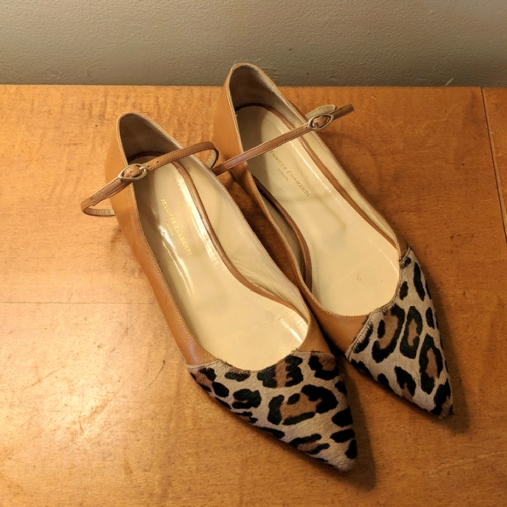 JENNIFER CHAMANDI 'Lorenzo 20' Leopard Print Calf Hair/Leather Ballet Flats